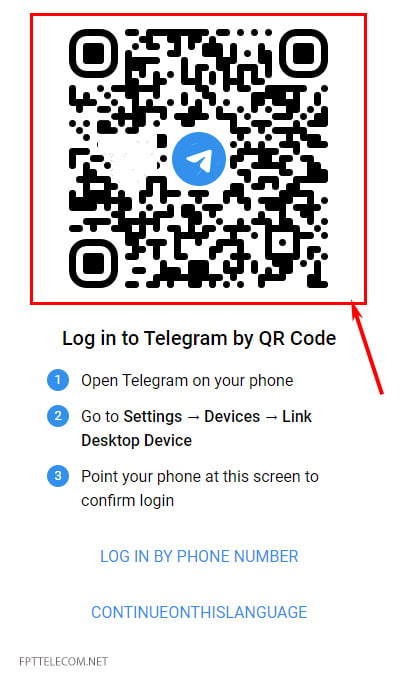 Đăng nhập Telegram Web bằng mã QR