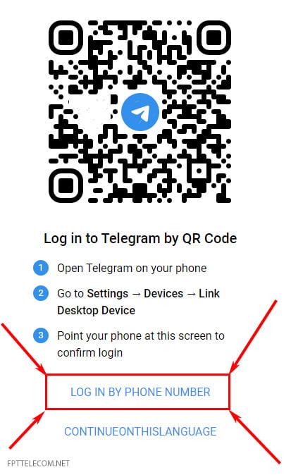Log in to Telegram web using your phone